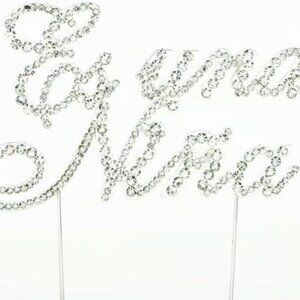 Silver Metal Es Una Niña Rhinestone Cake Topper Baby Shower Party Decoration
